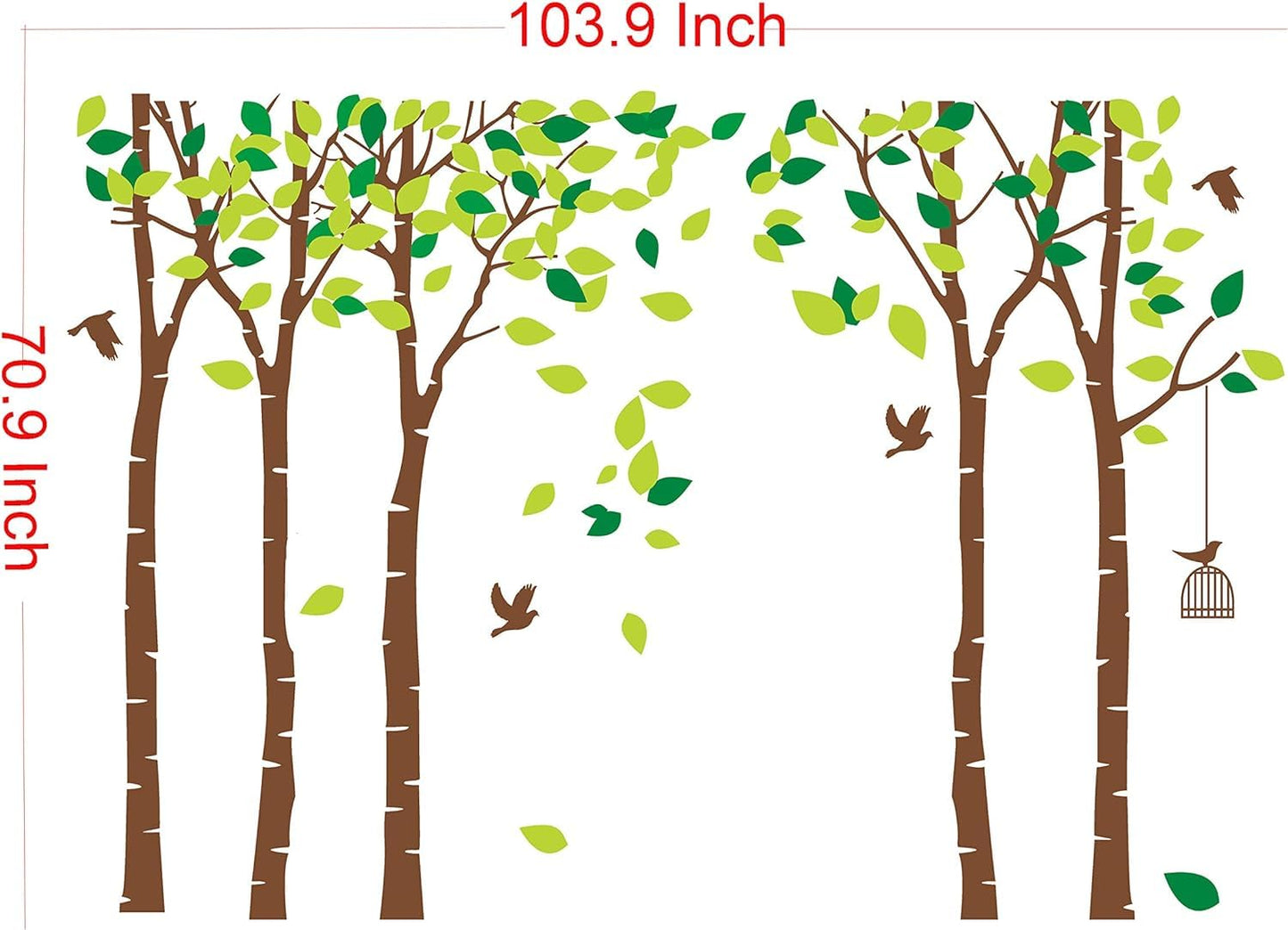 Giant Jungle Tree Wall Decal Tree Wall Sticker Removable Vinyl Sticker Mural Art Kids Room Nursery Bedroom Living Room Decoration (103.9x70.9)