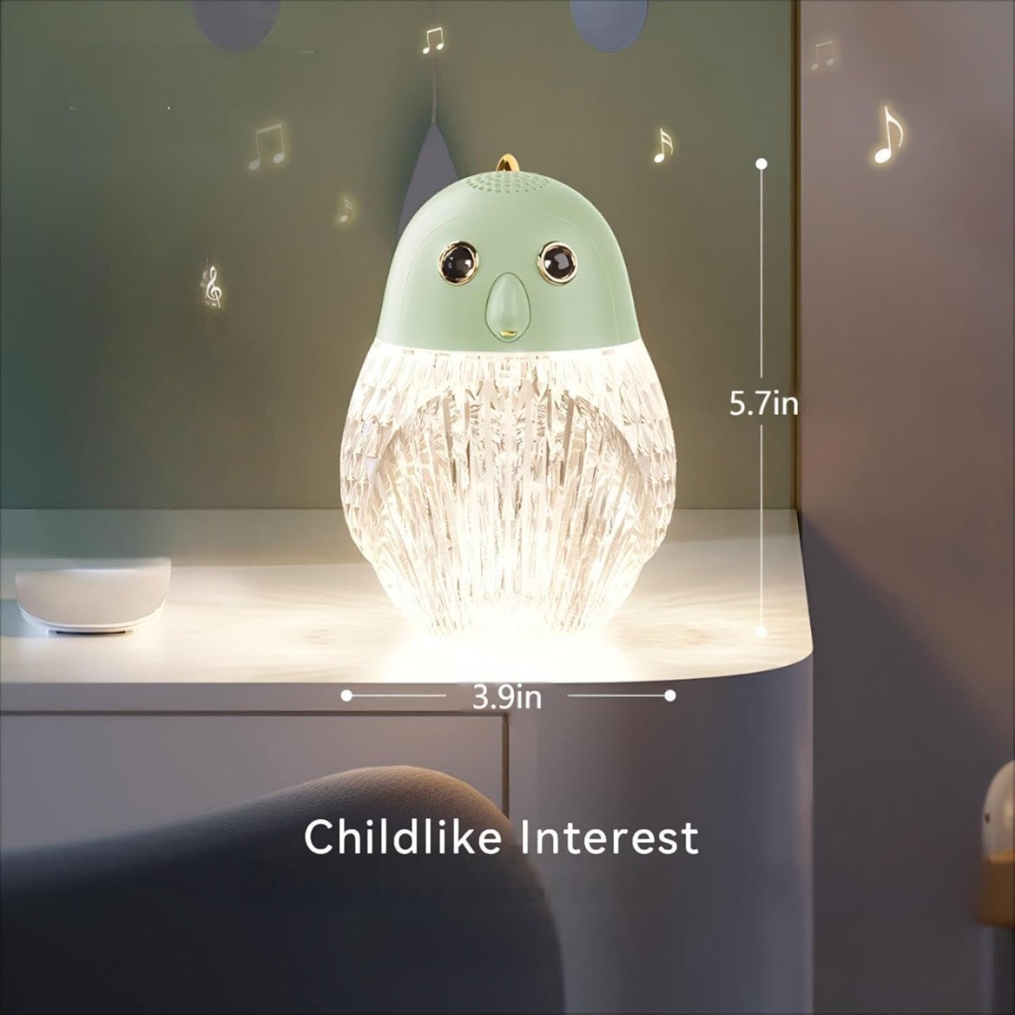 Parrot Decor Table Lamp: Cordless Music Night Light for Nightstand Bedroom Nursery - Birthday Christmas Gift for Teen Kid Girl Boy Daughter Age 6-12