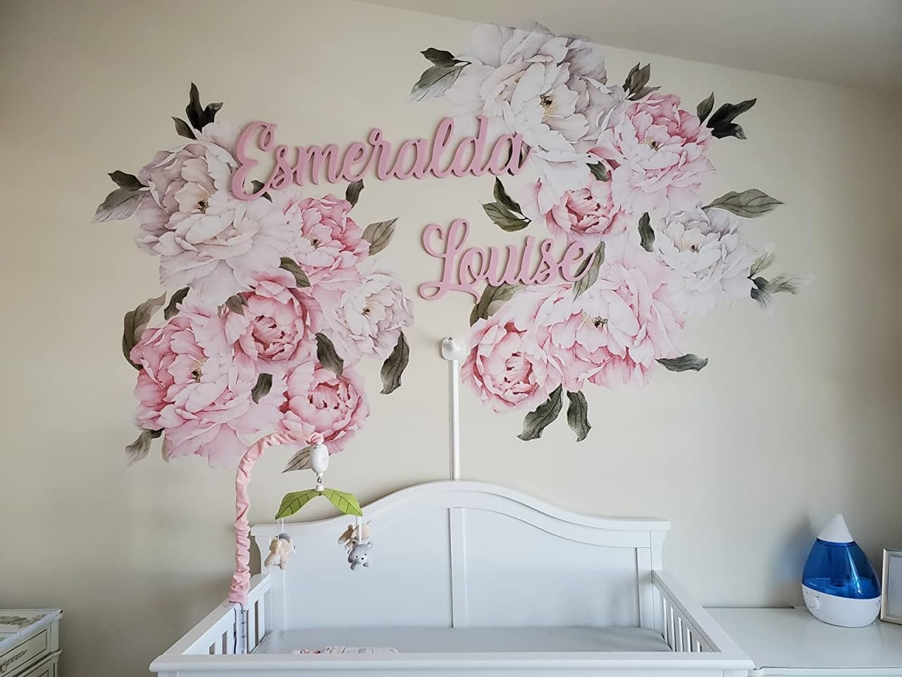 Murwall Floral Peonies Wall Decal, Peony Bouquet Flowers Removable Peel and Stick Wall Sticker