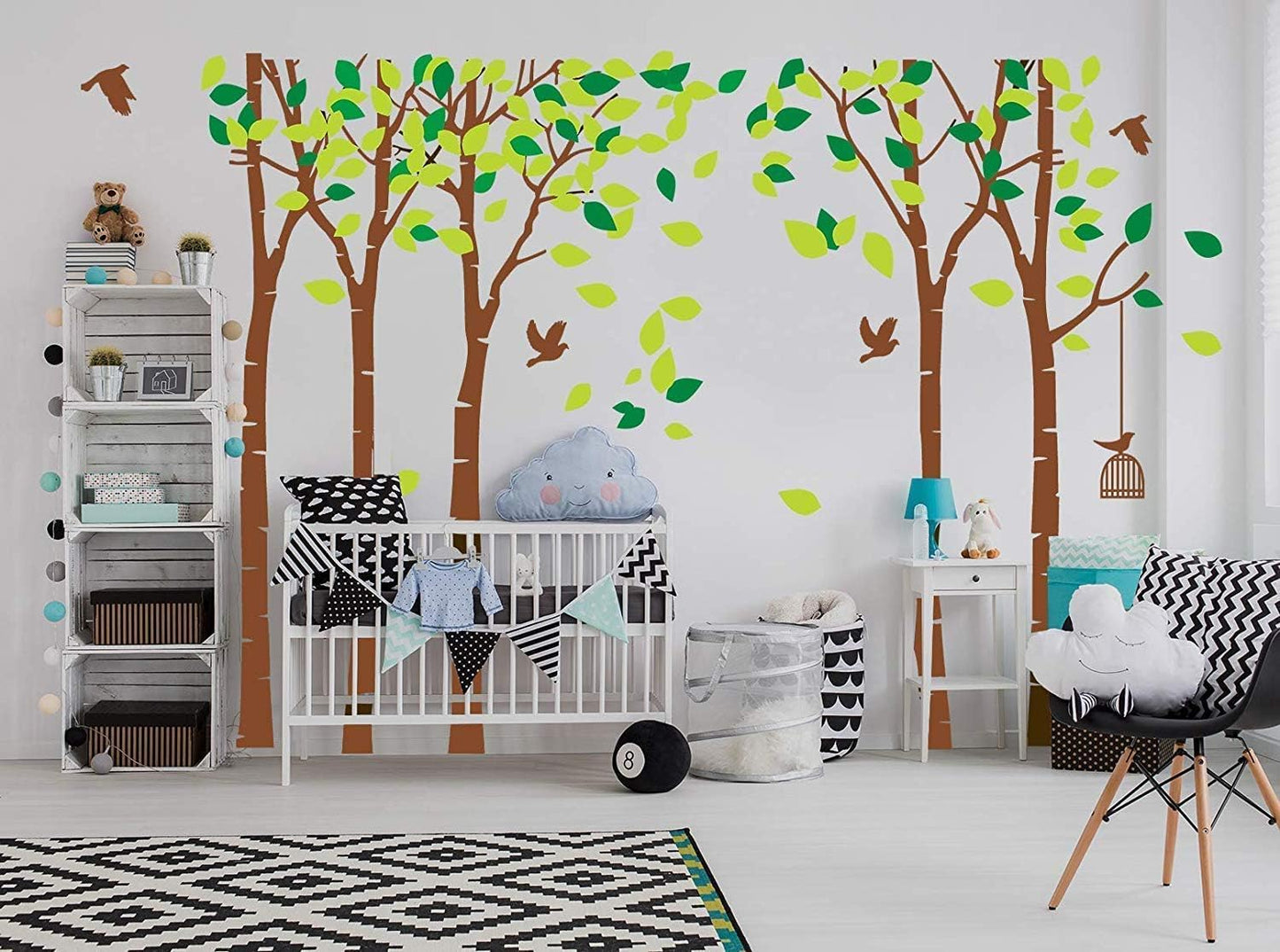 Giant Jungle Tree Wall Decal Tree Wall Sticker Removable Vinyl Sticker Mural Art Kids Room Nursery Bedroom Living Room Decoration (103.9x70.9)