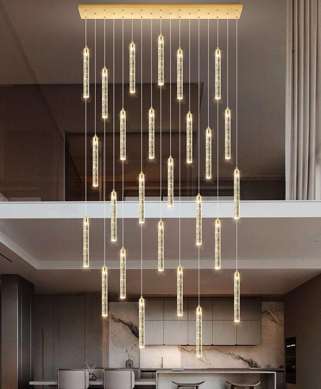 12-Lights Chandelier LED Dimmable Chandeliers for Entryway Flush Mount Ceiling Pendant Light Fixture Crystal Chandeliers for Living Room Black Finished Lighting Modern High Ceiling Chandelier