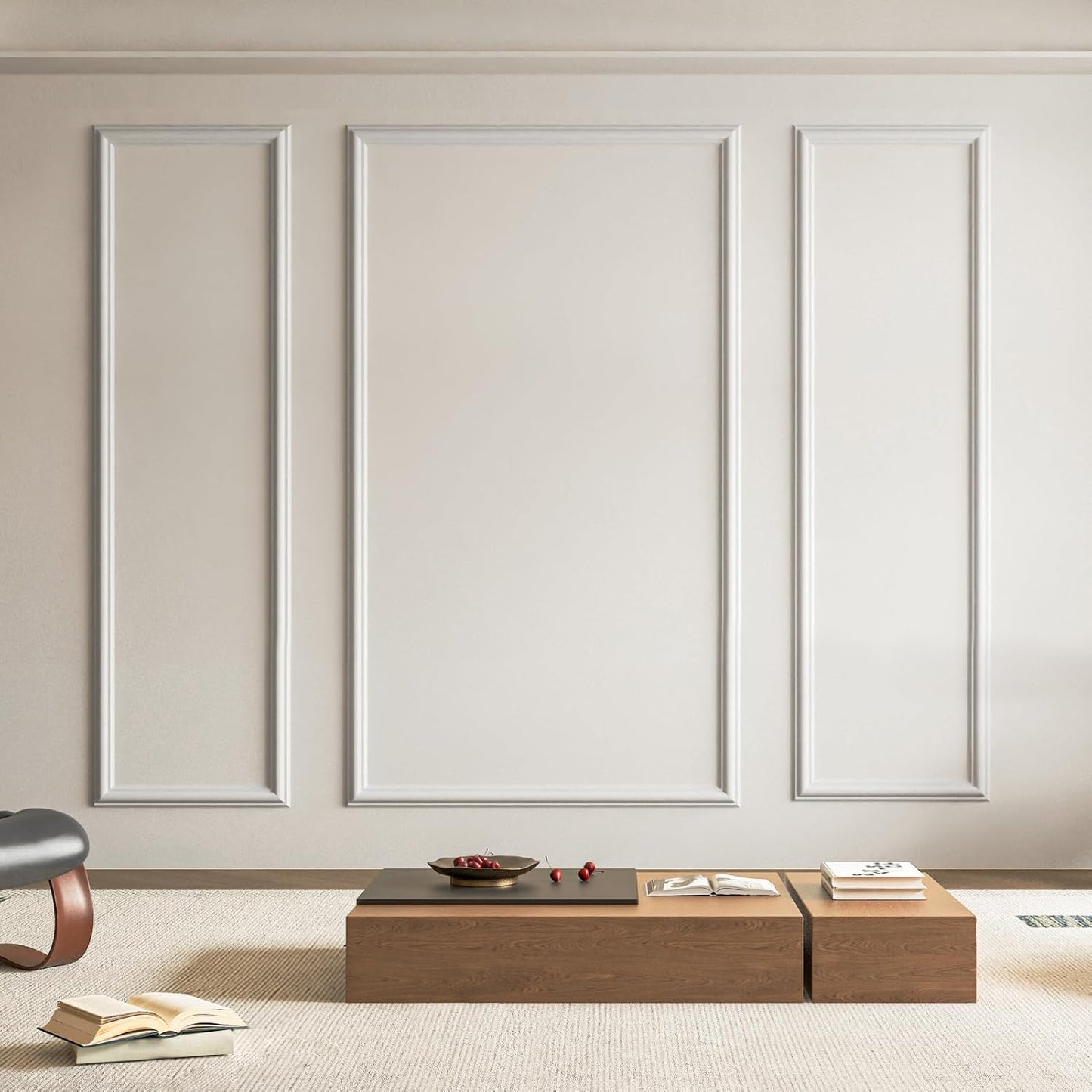 Art3d Pre-Cut Wall Molding Set of 6 pcs, Ready-to-Assemble Wainscoting Panels for Interior Wall Décor Living Room Bedroom Accent Wall - Installed with Glue, 3 Top 3 Bottom