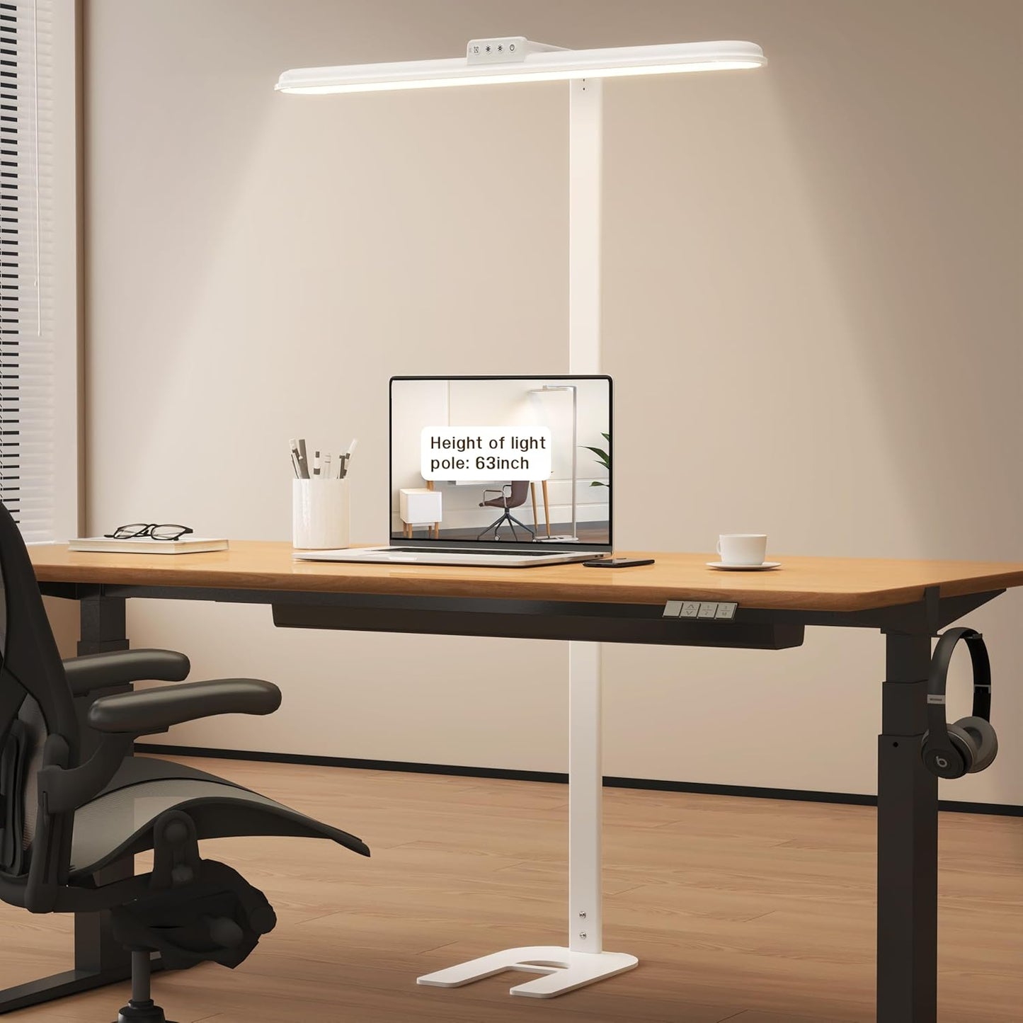 LED Desk Lamp for Home Office, Double Head 24W with Base, Architect Light 5 Lighting Brightness Flexible Gooseneck Table Reading Study, Black