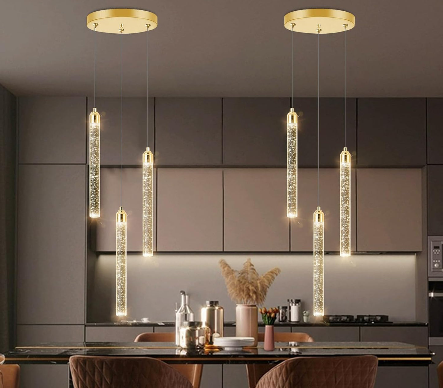 12-Lights Chandelier LED Dimmable Chandeliers for Entryway Flush Mount Ceiling Pendant Light Fixture Crystal Chandeliers for Living Room Black Finished Lighting Modern High Ceiling Chandelier