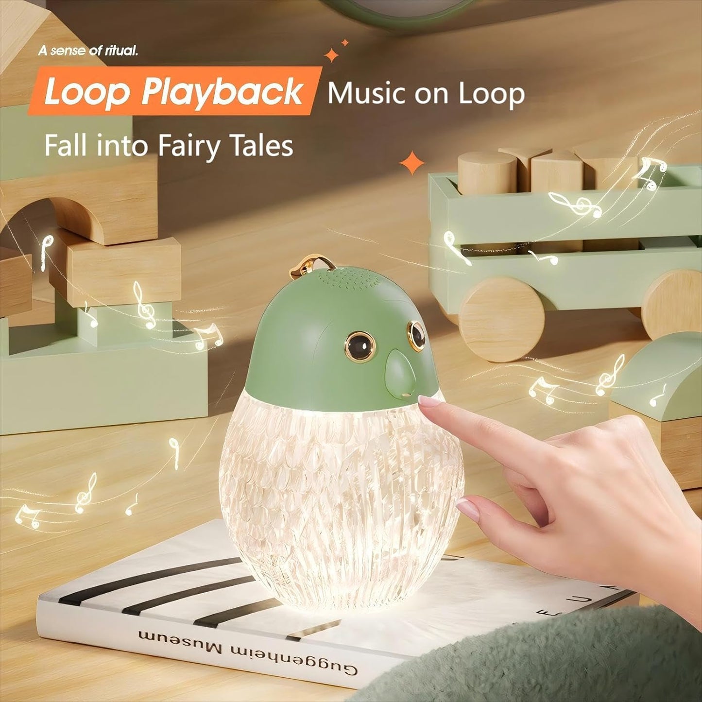 Parrot Decor Table Lamp: Cordless Music Night Light for Nightstand Bedroom Nursery - Birthday Christmas Gift for Teen Kid Girl Boy Daughter Age 6-12