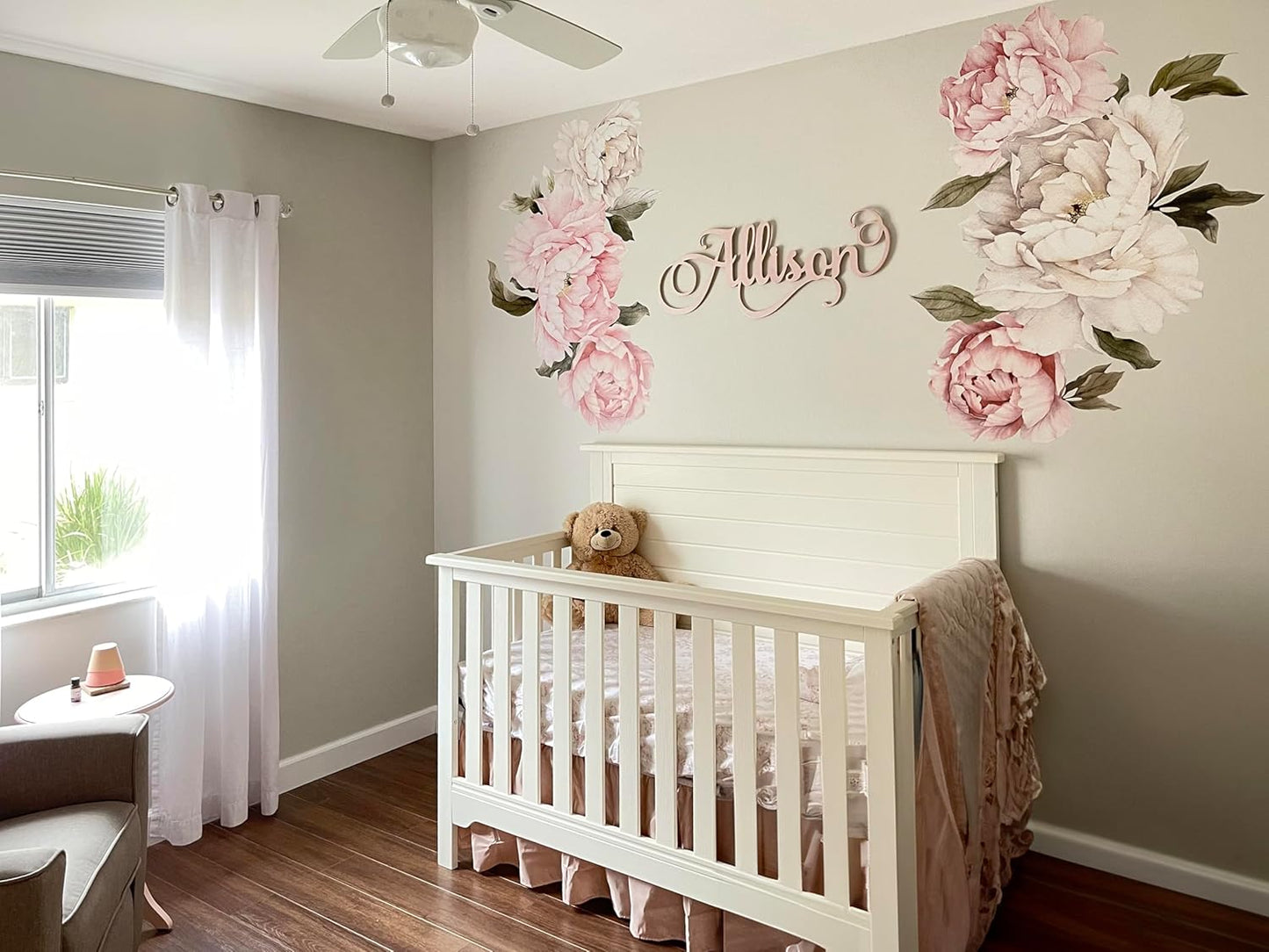 Murwall Floral Peonies Wall Decal, Peony Bouquet Flowers Removable Peel and Stick Wall Sticker