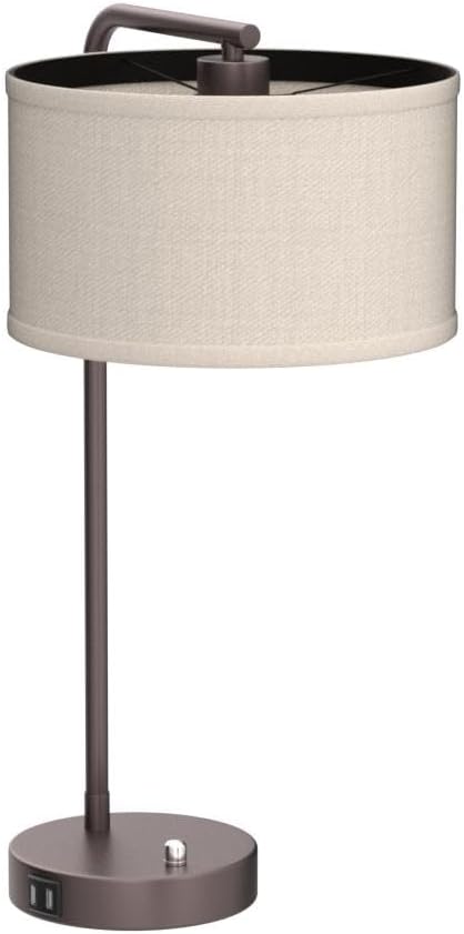 Tall Table Lamp with USB C+A Ports, Fully Stepless Dimmable Modern Bedside Nightstand Lamp, Reading Desk Lamp for Bedroom, Living Room, Study Room, Office, 9W 3000K LED Bulb Included
