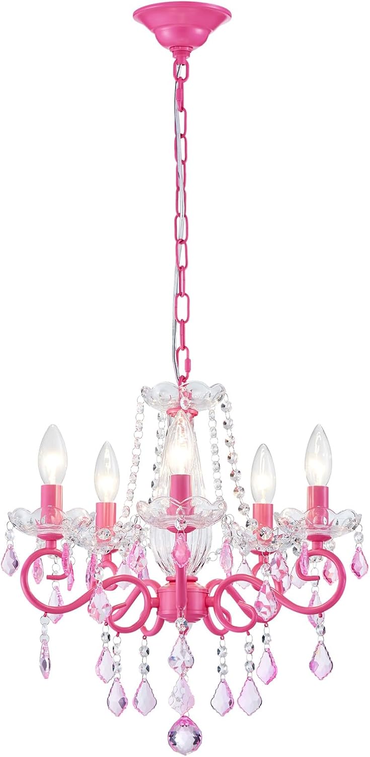 ANJIADENGSHI Mini Crystal Chandelier K9 Crystal Lighting Chandelier for Living Room 5 E12 Bulbs High 16.5 in x Diameter 16.9 in, Golden