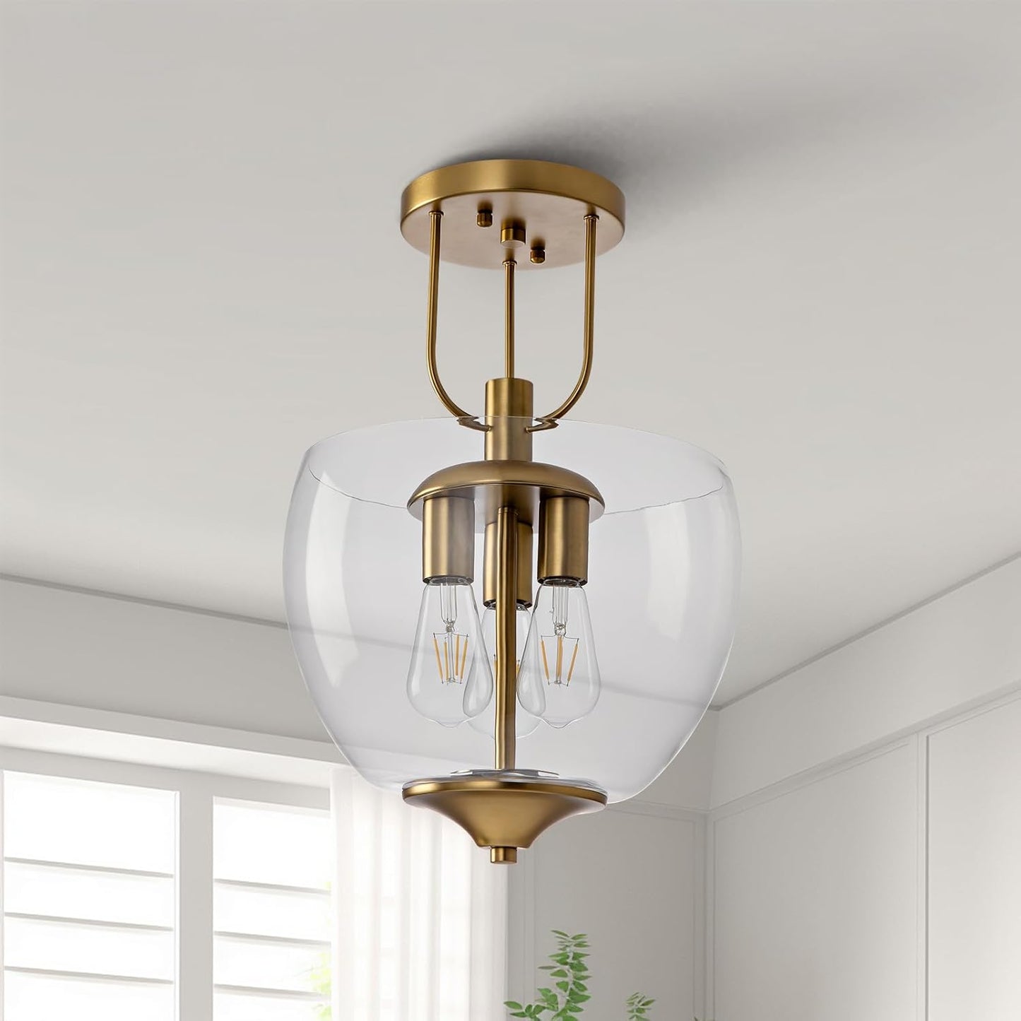 21.7 Inch Farmhouse Wood Chandelier for Dining Room, 4-Light Rustic Dining Room Light Fixtures Over Table with E12 Bases, Adjustable Hanging Light Fixture for Kitchen Island, Foyer, Entryway