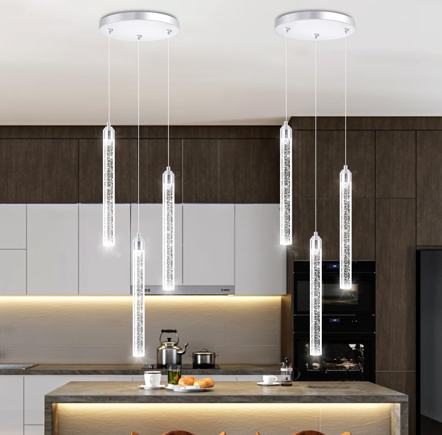 12-Lights Chandelier LED Dimmable Chandeliers for Entryway Flush Mount Ceiling Pendant Light Fixture Crystal Chandeliers for Living Room Black Finished Lighting Modern High Ceiling Chandelier