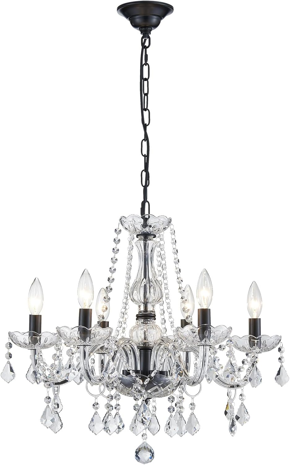 ANJIADENGSHI Mini Crystal Chandelier K9 Crystal Lighting Chandelier for Living Room 5 E12 Bulbs High 16.5 in x Diameter 16.9 in, Golden