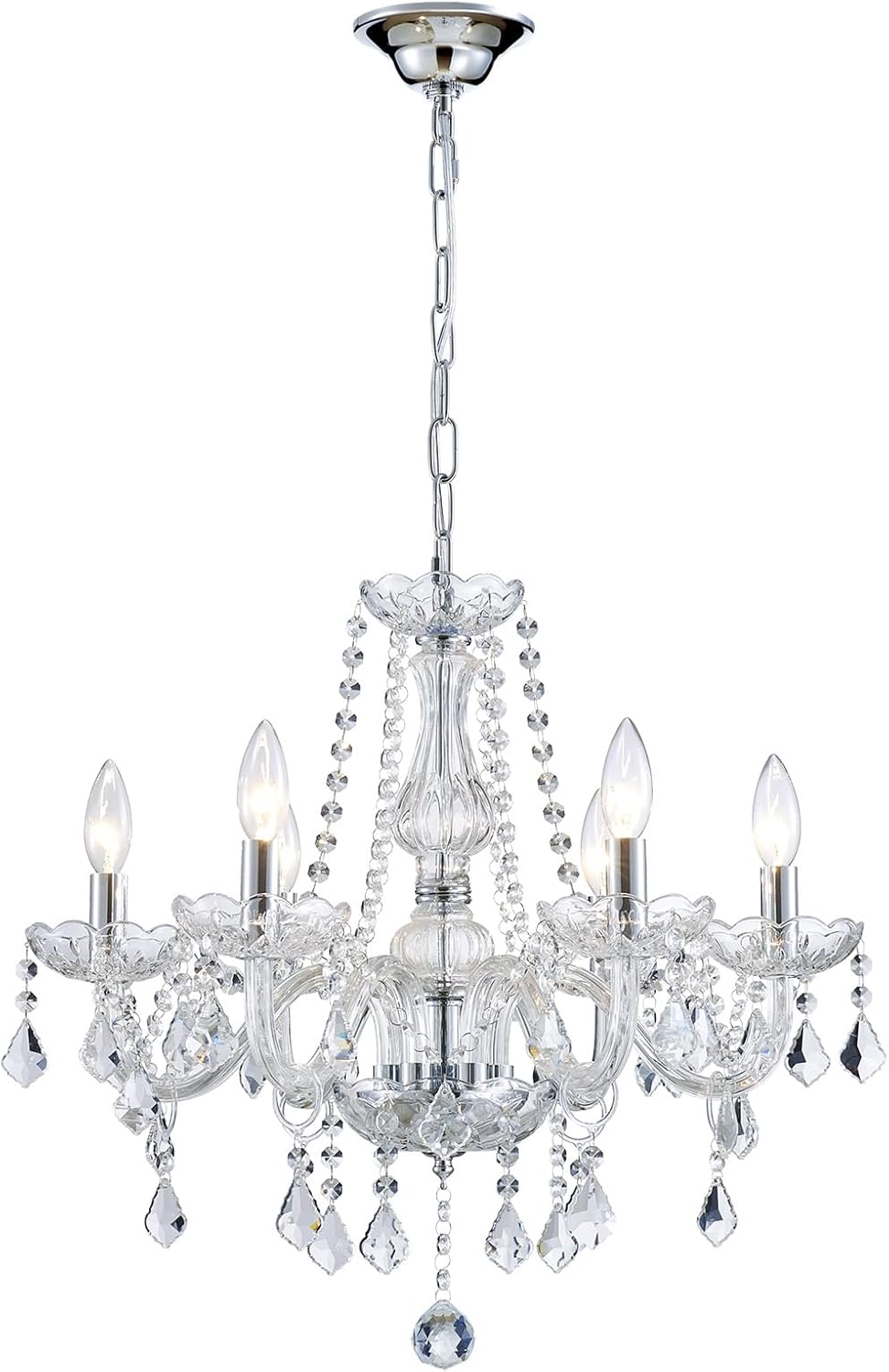 ANJIADENGSHI Mini Crystal Chandelier K9 Crystal Lighting Chandelier for Living Room 5 E12 Bulbs High 16.5 in x Diameter 16.9 in, Golden