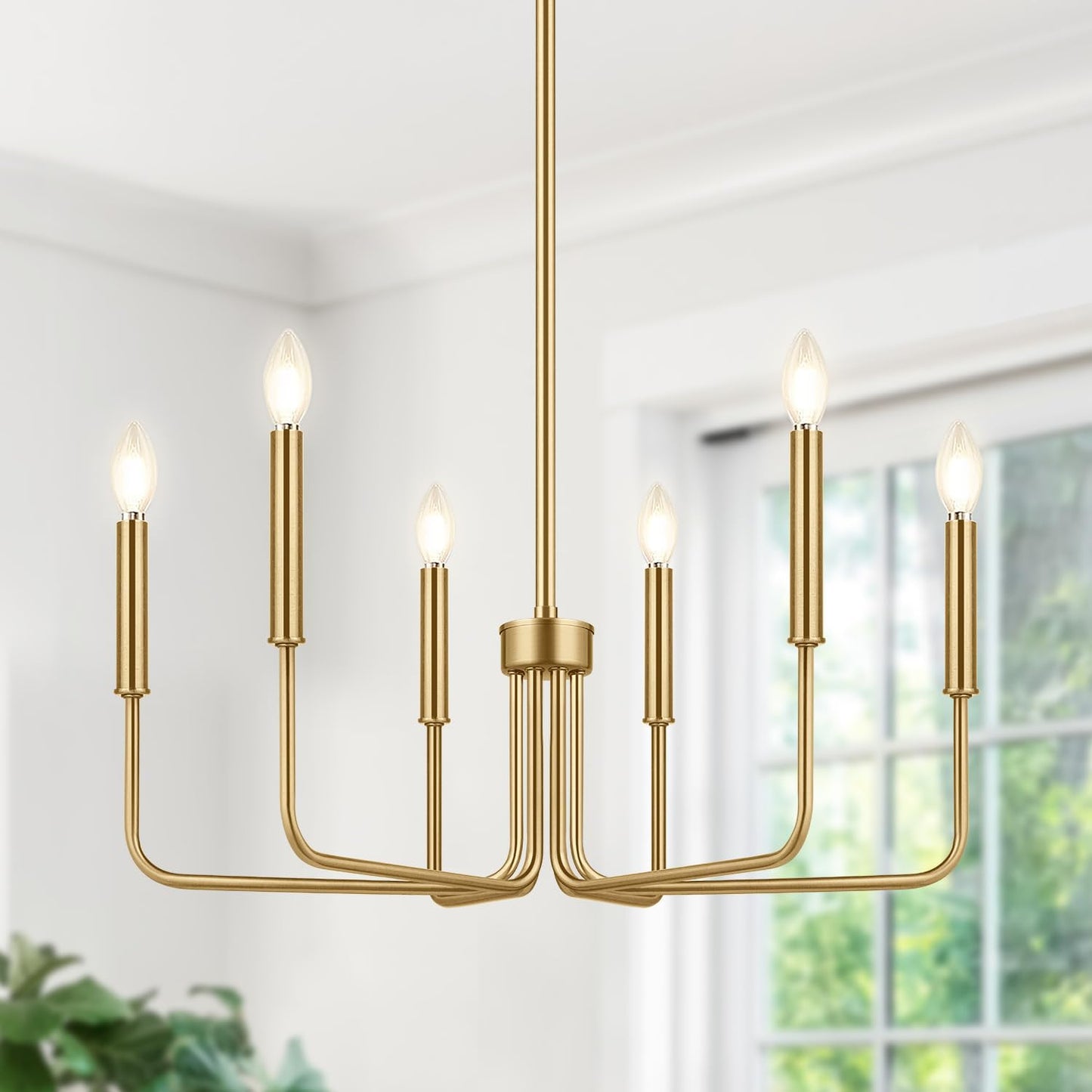 Black Chandelier, 6-Light Farmhouse Chandelier for Dining Room Lighting Fixtures Hanging, Dining Light Fixtures Industrial Modern Chandelier for Bedroom, Foyer, Hall, Kitchen, Living Room and Entryway