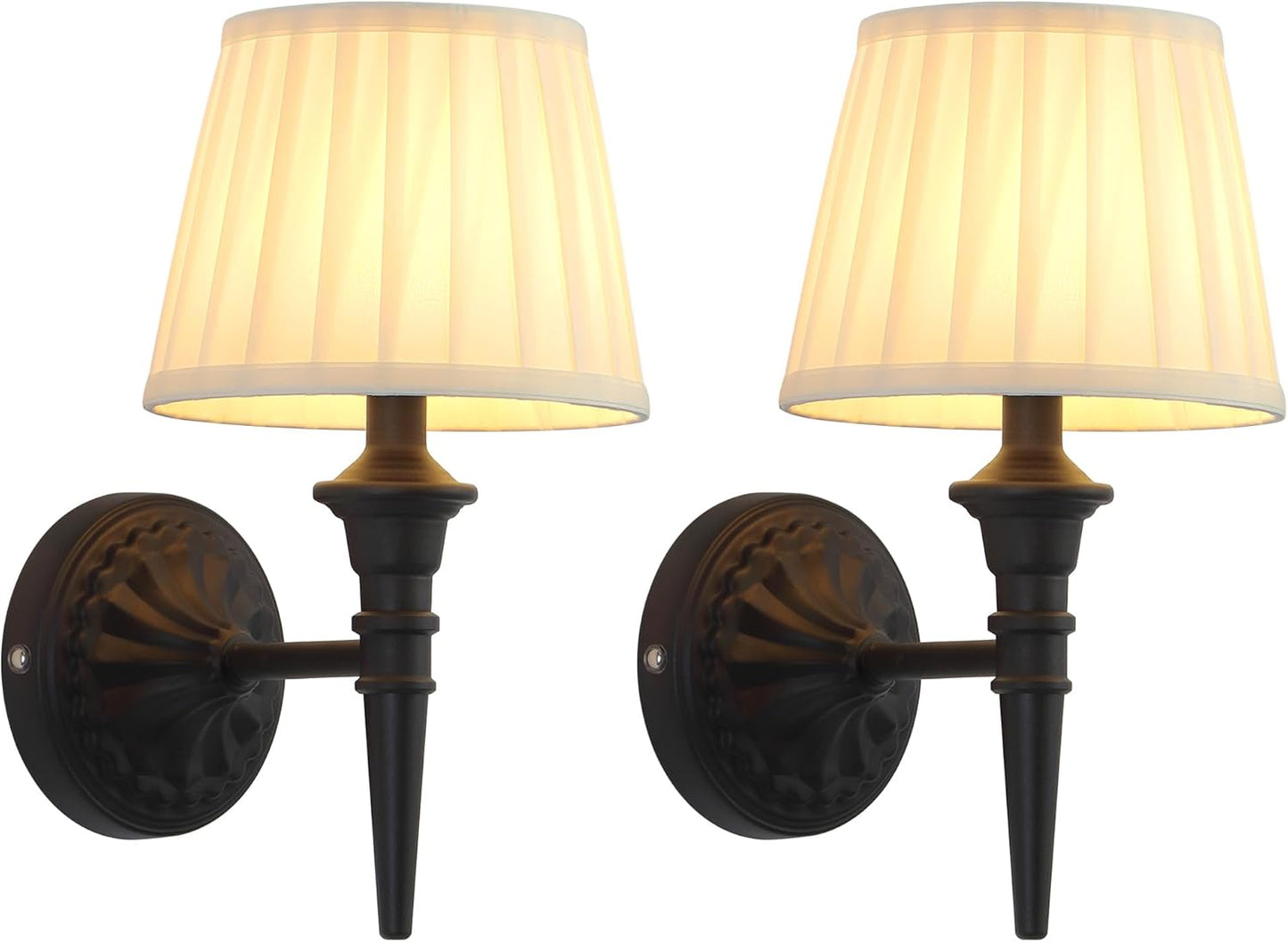 KDG Cordless Wall Sconces Set of 2, Small Wireless 5200mAh Rechargeable Battery Fabric LED Wall Lamps, Portables Lightings for Wall Painting, Living Room, Bedroom, Hallway, Gifts, Night Light (Gold)