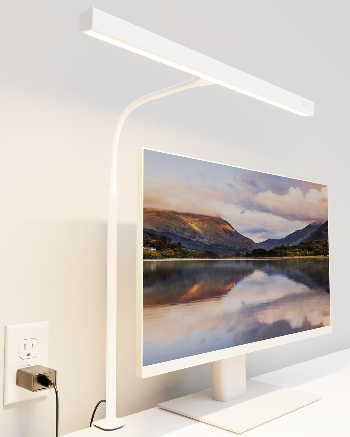 SUPERDANNY LED Desk Lamp for Office Home, Eye-Caring Desk Light with Adjustable Gooseneck, 12W Touch Control Dimmable Brightness, Architect Clamp Lamp with USB Adapter for Reading Study Workbench