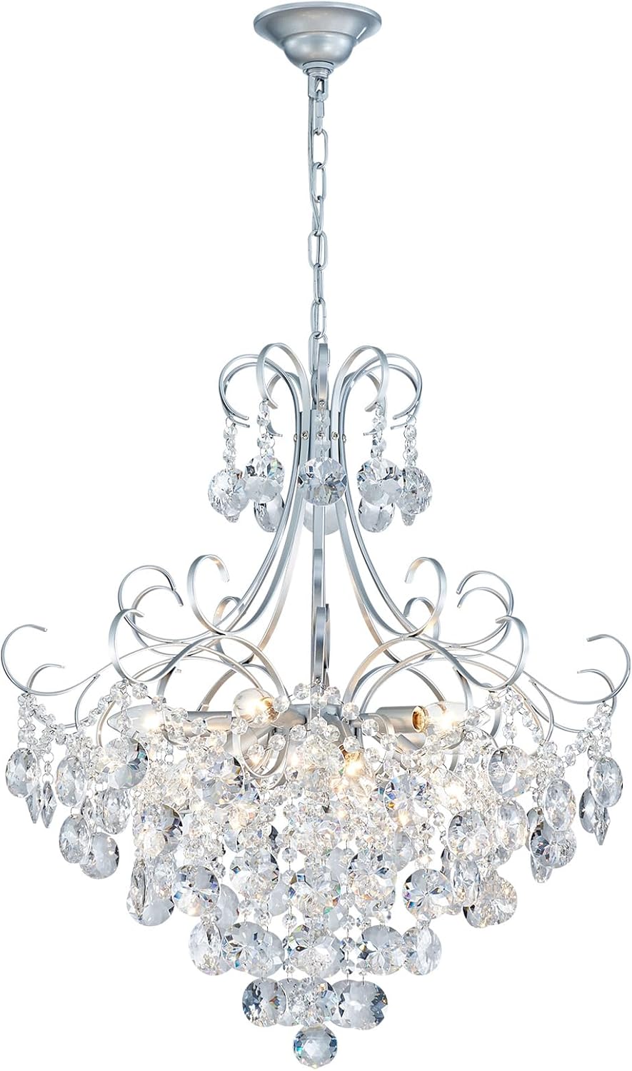 ANJIADENGSHI Mini Crystal Chandelier K9 Crystal Lighting Chandelier for Living Room 5 E12 Bulbs High 16.5 in x Diameter 16.9 in, Golden