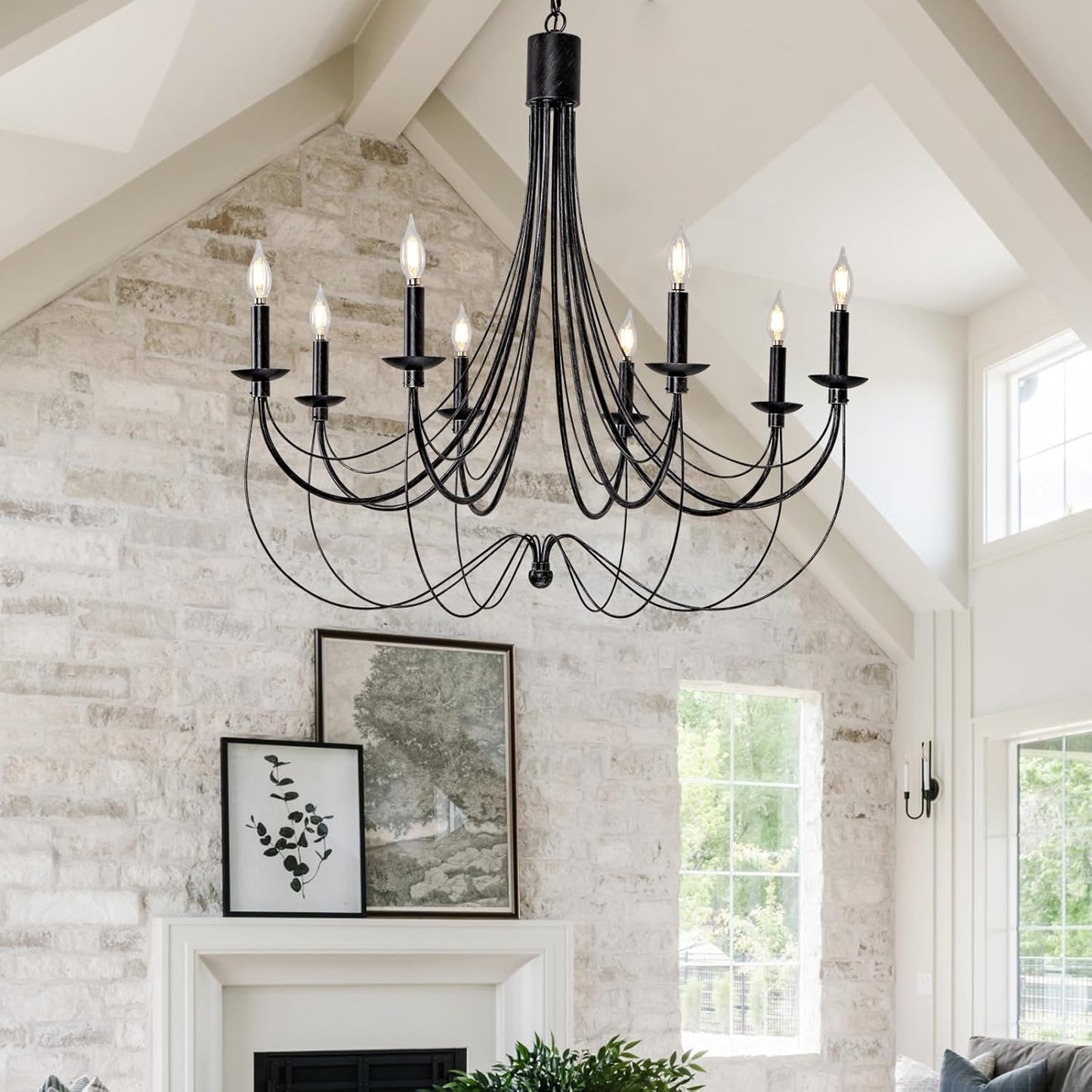 21.7 Inch Farmhouse Wood Chandelier for Dining Room, 4-Light Rustic Dining Room Light Fixtures Over Table with E12 Bases, Adjustable Hanging Light Fixture for Kitchen Island, Foyer, Entryway