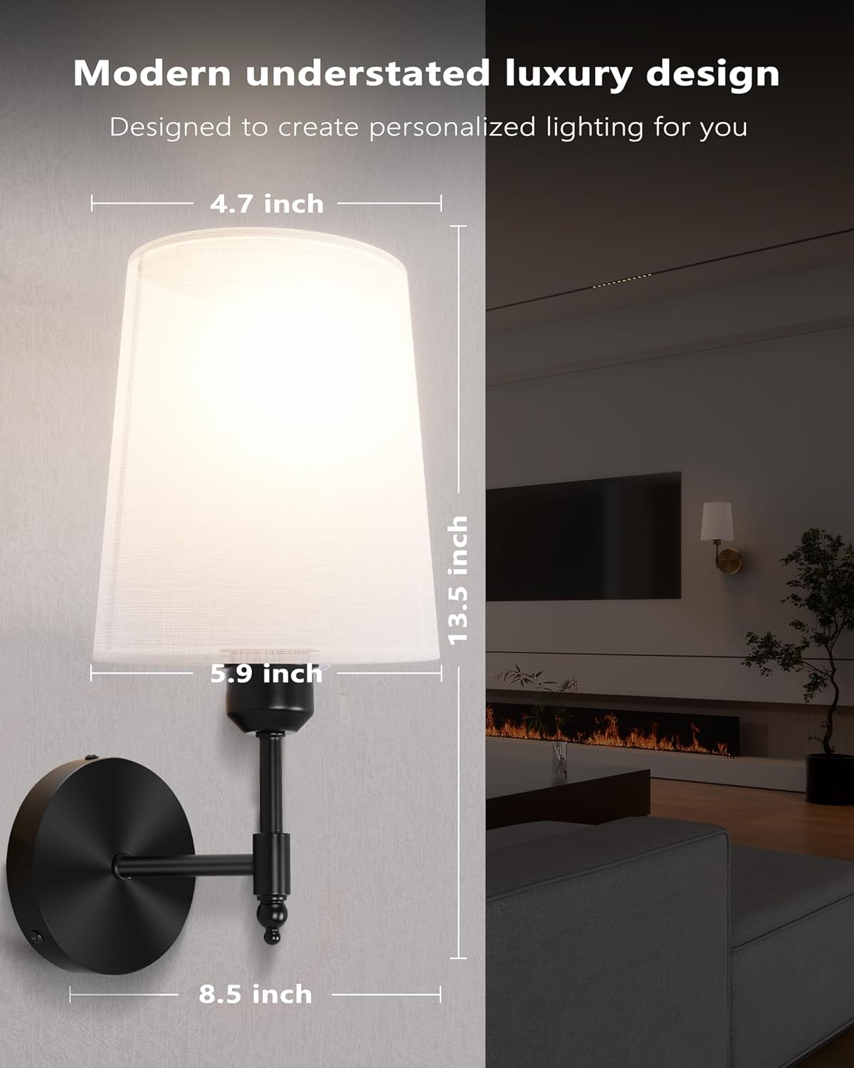 Ouyulong Hardwired Vintage Antique Wall Sconce, Modern Wall Light with Nickel Base Fabric Shade, Indoor Wall Light for Bedroom Bedside Living Room Farmhouse