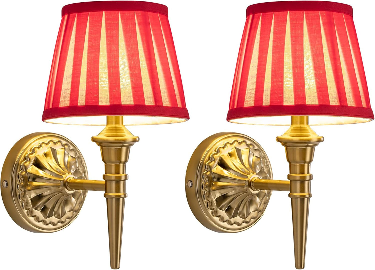 KDG Cordless Wall Sconces Set of 2, Small Wireless 5200mAh Rechargeable Battery Fabric LED Wall Lamps, Portables Lightings for Wall Painting, Living Room, Bedroom, Hallway, Gifts, Night Light (Gold)