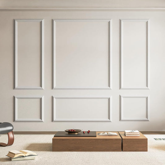 Art3d Pre-Cut Wall Molding Set of 6 pcs, Ready-to-Assemble Wainscoting Panels for Interior Wall Décor Living Room Bedroom Accent Wall - Installed with Glue, 3 Top 3 Bottom