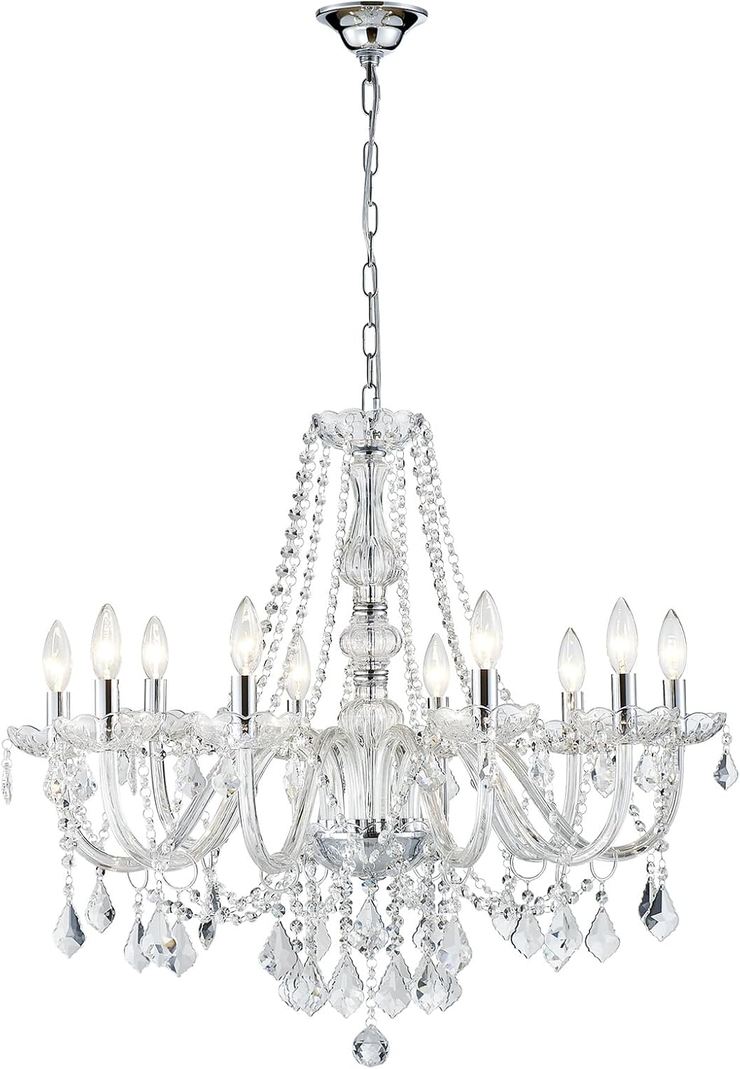 ANJIADENGSHI Mini Crystal Chandelier K9 Crystal Lighting Chandelier for Living Room 5 E12 Bulbs High 16.5 in x Diameter 16.9 in, Golden