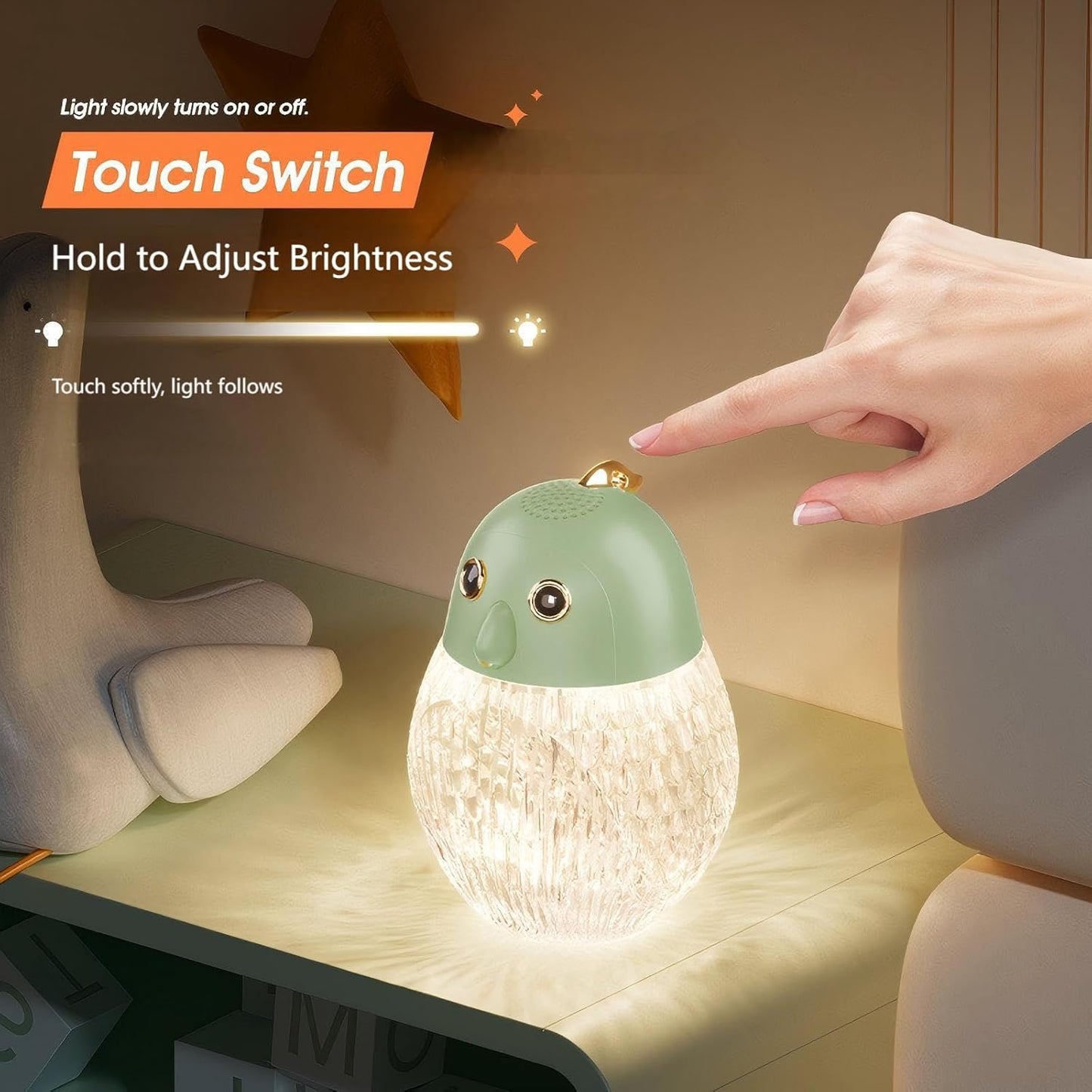 Parrot Decor Table Lamp: Cordless Music Night Light for Nightstand Bedroom Nursery - Birthday Christmas Gift for Teen Kid Girl Boy Daughter Age 6-12