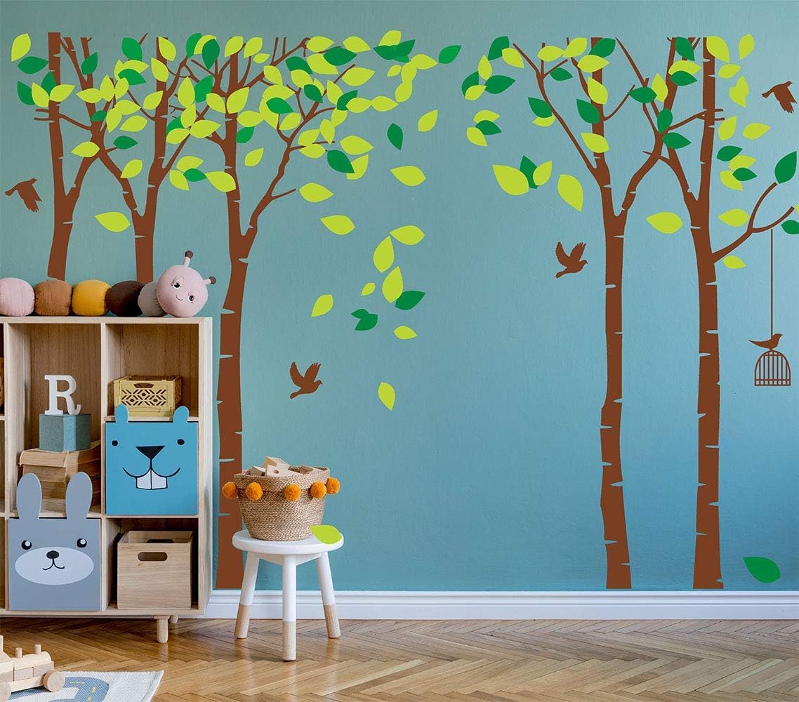 Giant Jungle Tree Wall Decal Tree Wall Sticker Removable Vinyl Sticker Mural Art Kids Room Nursery Bedroom Living Room Decoration (103.9x70.9)
