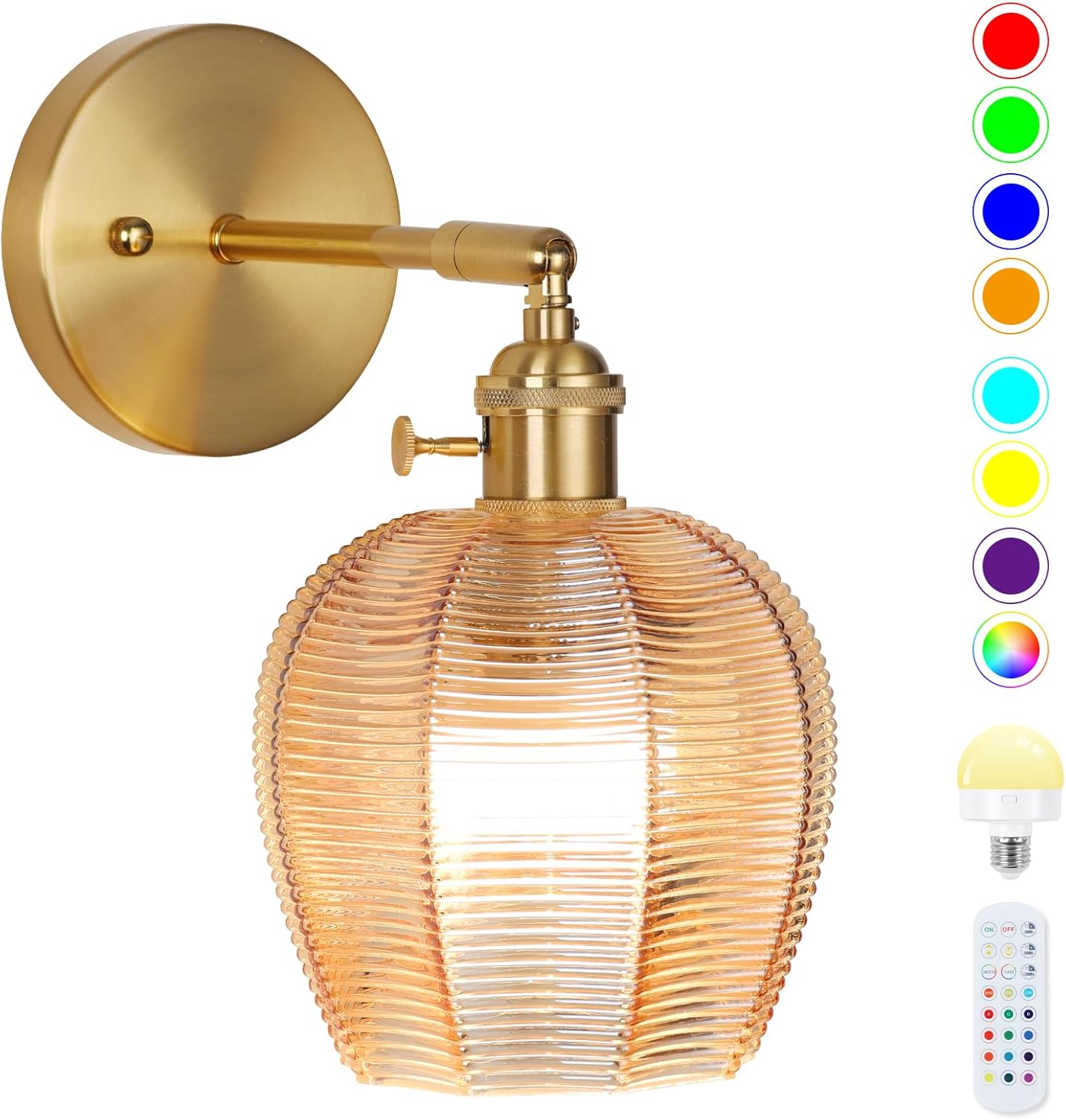 Battery Operated Wall Sconce, Vintage Wall Sconce with Deep Green Tulip Glass Lampshade Rechargeable Battery Powered Wall Light with Remote Control for Bedroom,Living Room, Hallway, Aisle