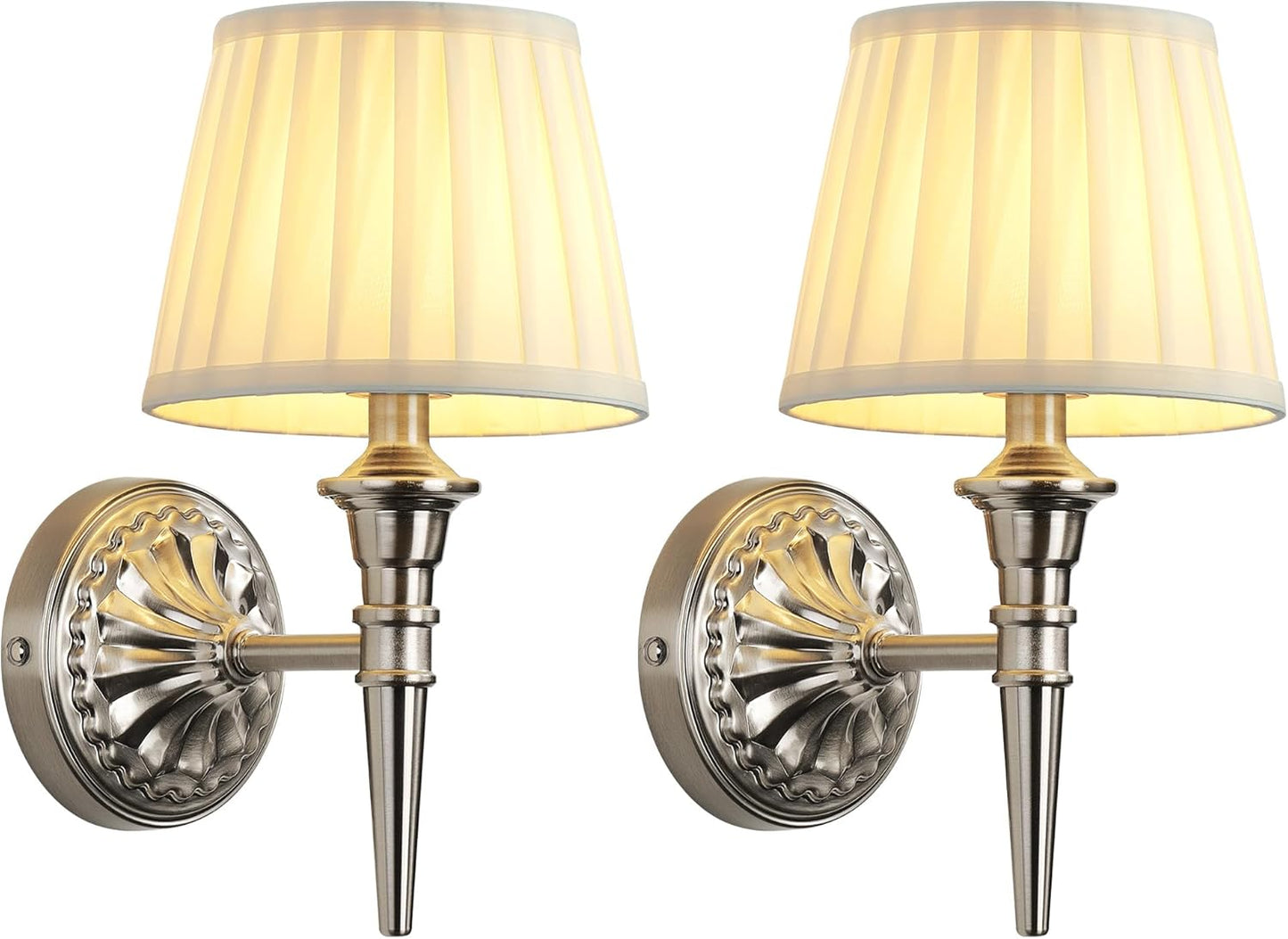 KDG Cordless Wall Sconces Set of 2, Small Wireless 5200mAh Rechargeable Battery Fabric LED Wall Lamps, Portables Lightings for Wall Painting, Living Room, Bedroom, Hallway, Gifts, Night Light (Gold)