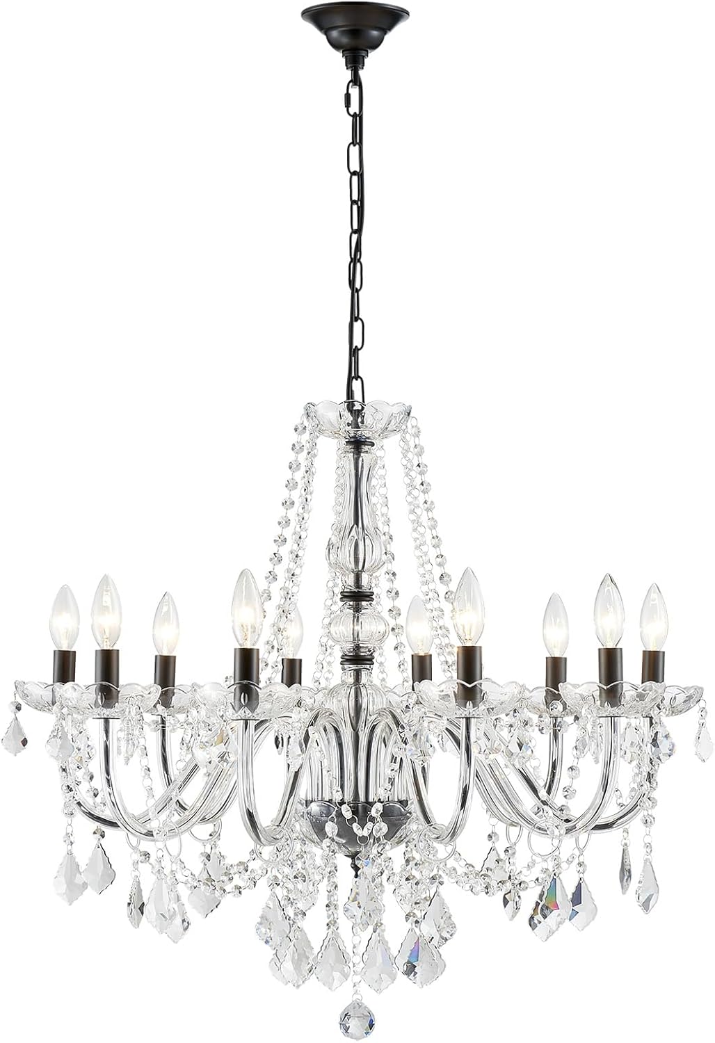 ANJIADENGSHI Mini Crystal Chandelier K9 Crystal Lighting Chandelier for Living Room 5 E12 Bulbs High 16.5 in x Diameter 16.9 in, Golden