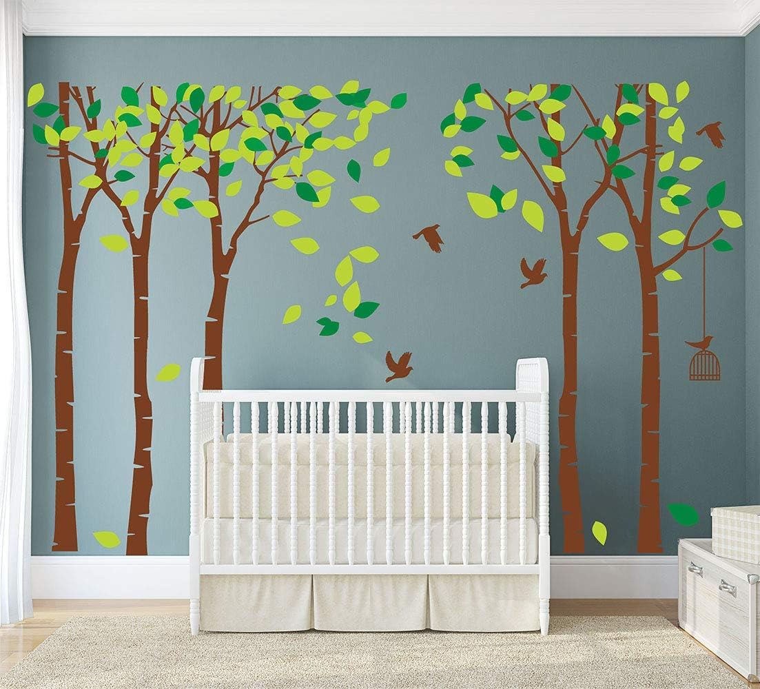Giant Jungle Tree Wall Decal Tree Wall Sticker Removable Vinyl Sticker Mural Art Kids Room Nursery Bedroom Living Room Decoration (103.9x70.9)