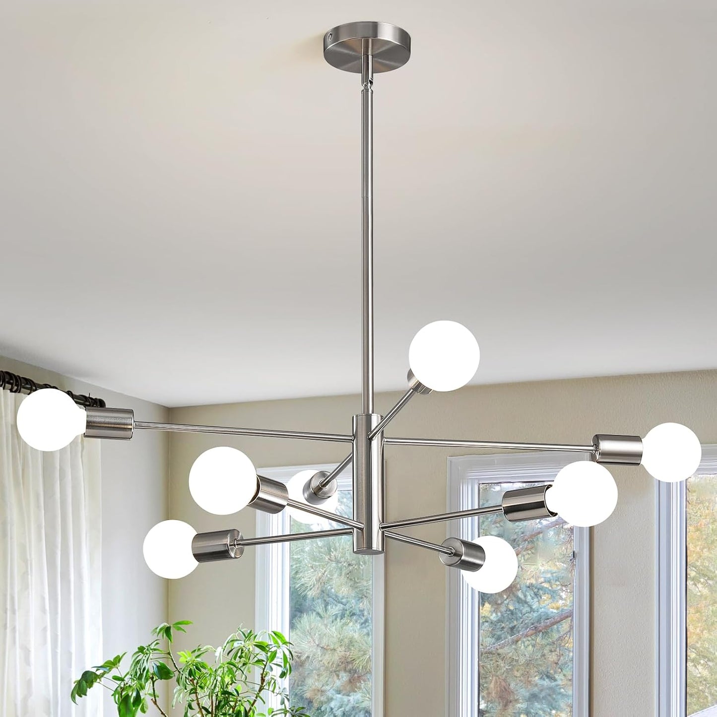 Modern Chandelier Ceiling Light Fixture Sputnik Chandeliers Gold and Black Farmhouse Chandelier Over Table 12-Light Height Adjustable Chandeliers for Dining Room, Living Room,Kitchen Island