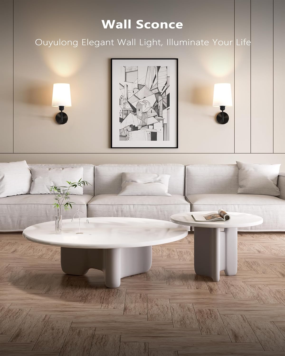 Ouyulong Hardwired Vintage Antique Wall Sconce, Modern Wall Light with Nickel Base Fabric Shade, Indoor Wall Light for Bedroom Bedside Living Room Farmhouse