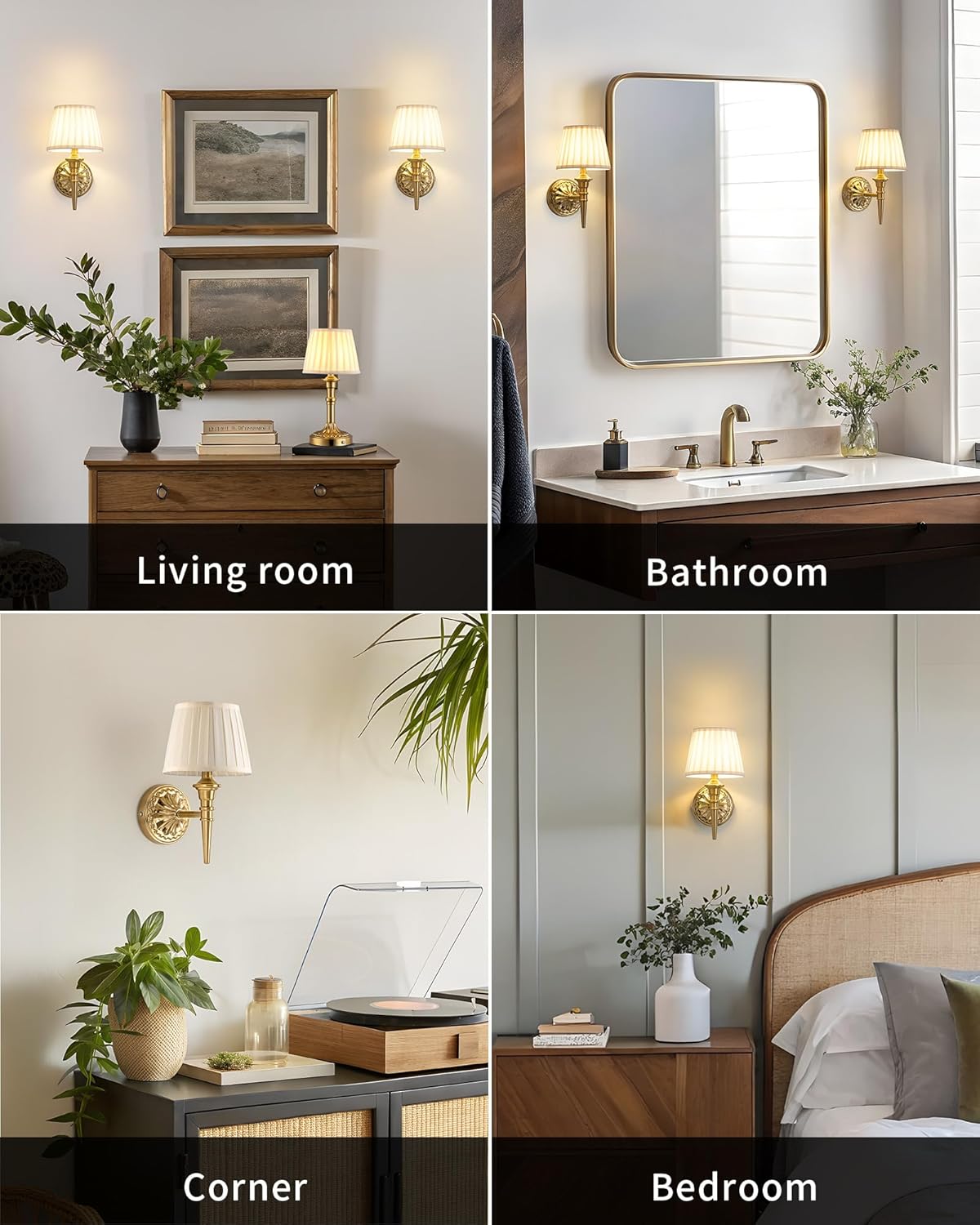 KDG Cordless Wall Sconces Set of 2, Small Wireless 5200mAh Rechargeable Battery Fabric LED Wall Lamps, Portables Lightings for Wall Painting, Living Room, Bedroom, Hallway, Gifts, Night Light (Gold)